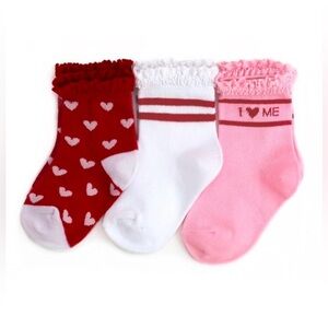 Little Stocking Co. Valentine's Lace Midi Sock 3-
Pack